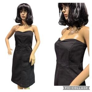NWT 2011 Gap black denim strapless stretchy patchwork dress 12